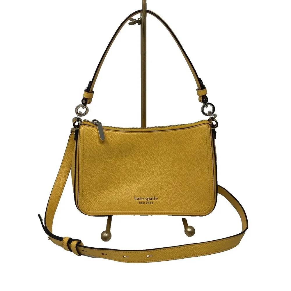 Kate Spade Hudson Medium Convertible Crossbody Purse Womens Small Yellow Leather - Picture 1 of 15